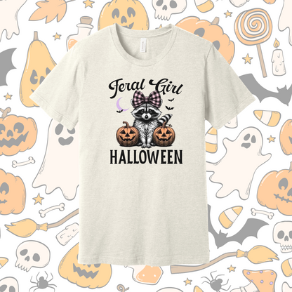 Feral Girl Raccoon Halloween Tee