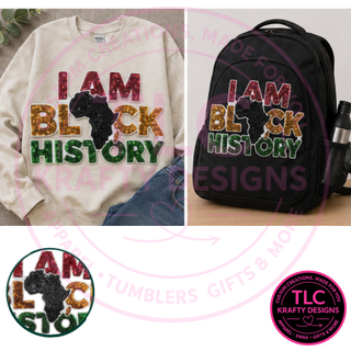 I Am Black History Sequin Patch, Black History Month Patch, Rhinestone Style Iron On Patch, Cultural Pride Apparel Patch