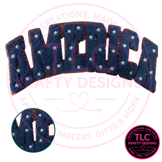 America Chenille XL Patch, Patriotic Varsity Patch, Red White Blue Star Patch, Iron On Patch for Sweatshirts Hoodies Jackets