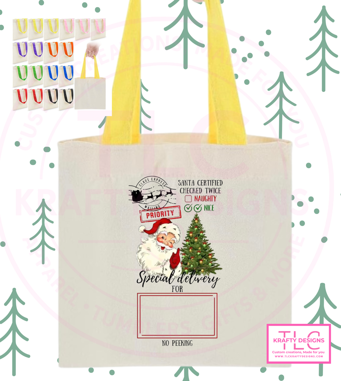 Custom Christmas Tote Bags – Personalized Kids Tote Bags in Fun Character Designs CK