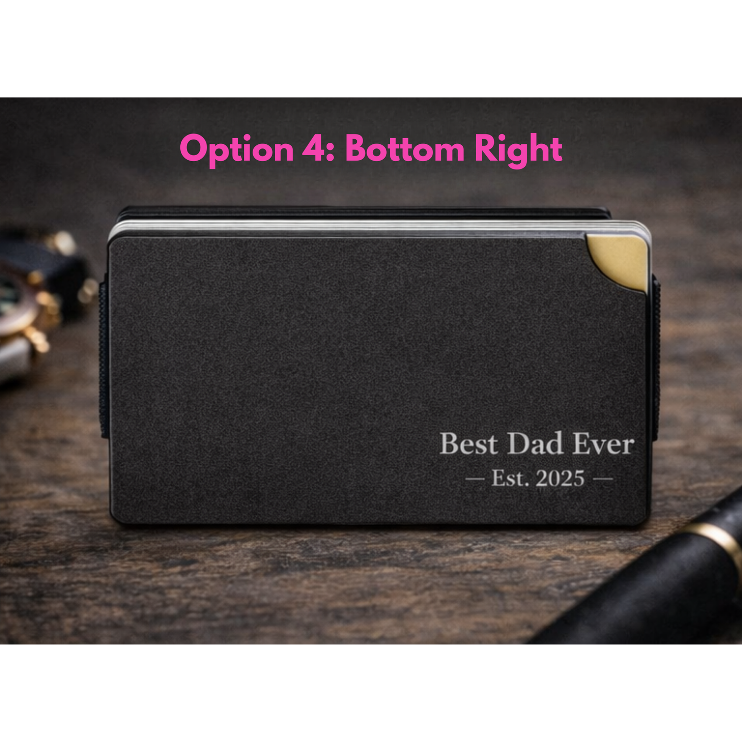 Best Dad Ever Engraved Minimalist Wallet - Slim Metal Card Holder