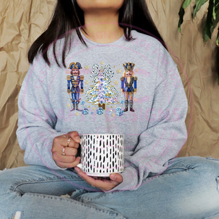 Festive Nutcracker Sweatshirt - Blue and Gold Design