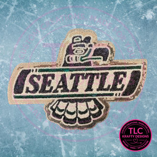 XL Seattle Junior Hockey Sequin Patch – Sporty Iron-On / Sew-On Applique