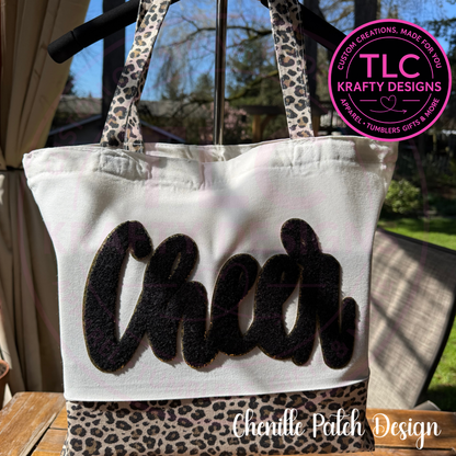 Cheer Chenille Patch Canvas Tote Bag