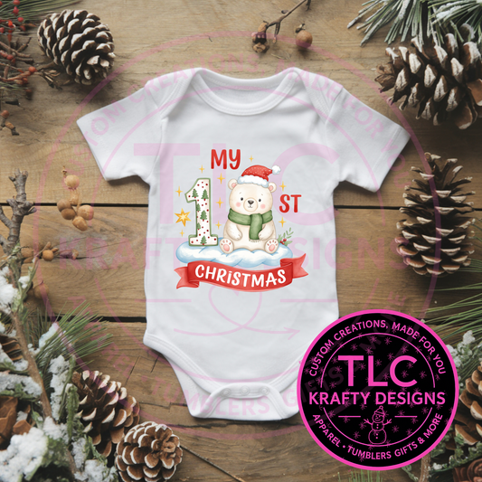 Festive Polar Bear Christmas Onesie - Cute My First Christmas Onesie CK