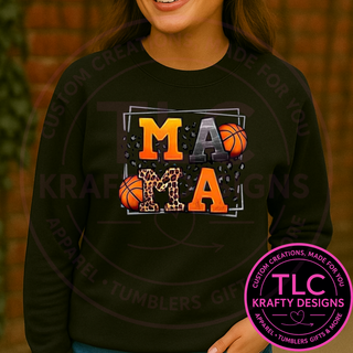 Basketball and Leopard Accented Mama Apparel - Basketball Mama Design