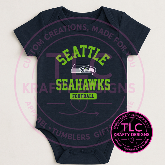 Seattle Football Green Design with Logo Onesie - Football Game Day Onesie CK
