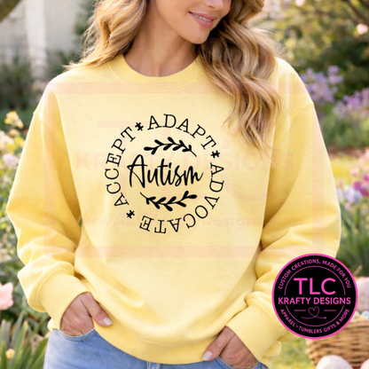 Accept Adapt Advocate Autism Awareness Apparel - Minimal Circle Design