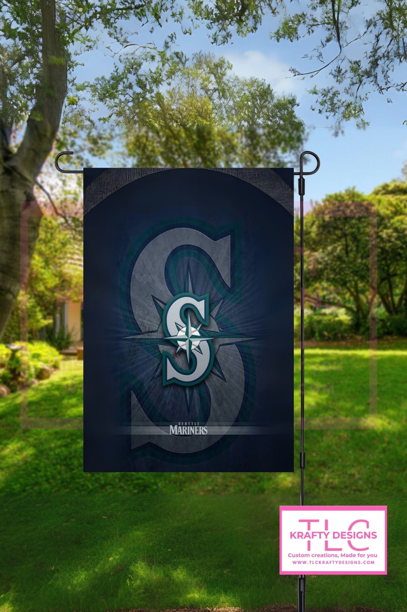 Seattle Baseball Garden Flag - Double "S" Burst Design