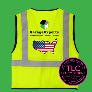 GarageExperts Safety Vest – American Flag or USA Map Flag Option