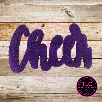 XL Cheer Chenille Patch Purple – Spirit Wear Iron-On / Sew-On Appliqué CK