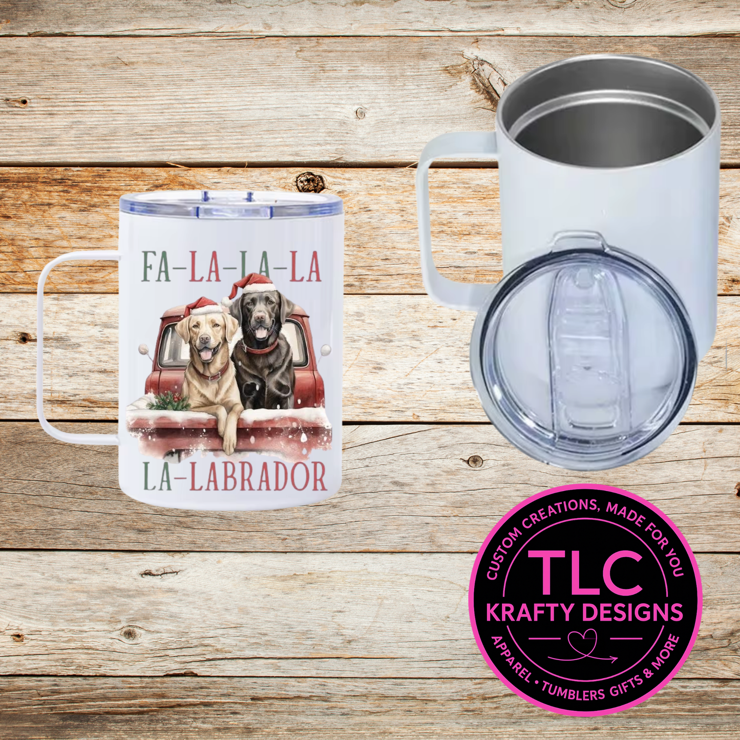 Fa La La La La Labrador Christmas Mug - 12oz Travel Mug With Lid CK