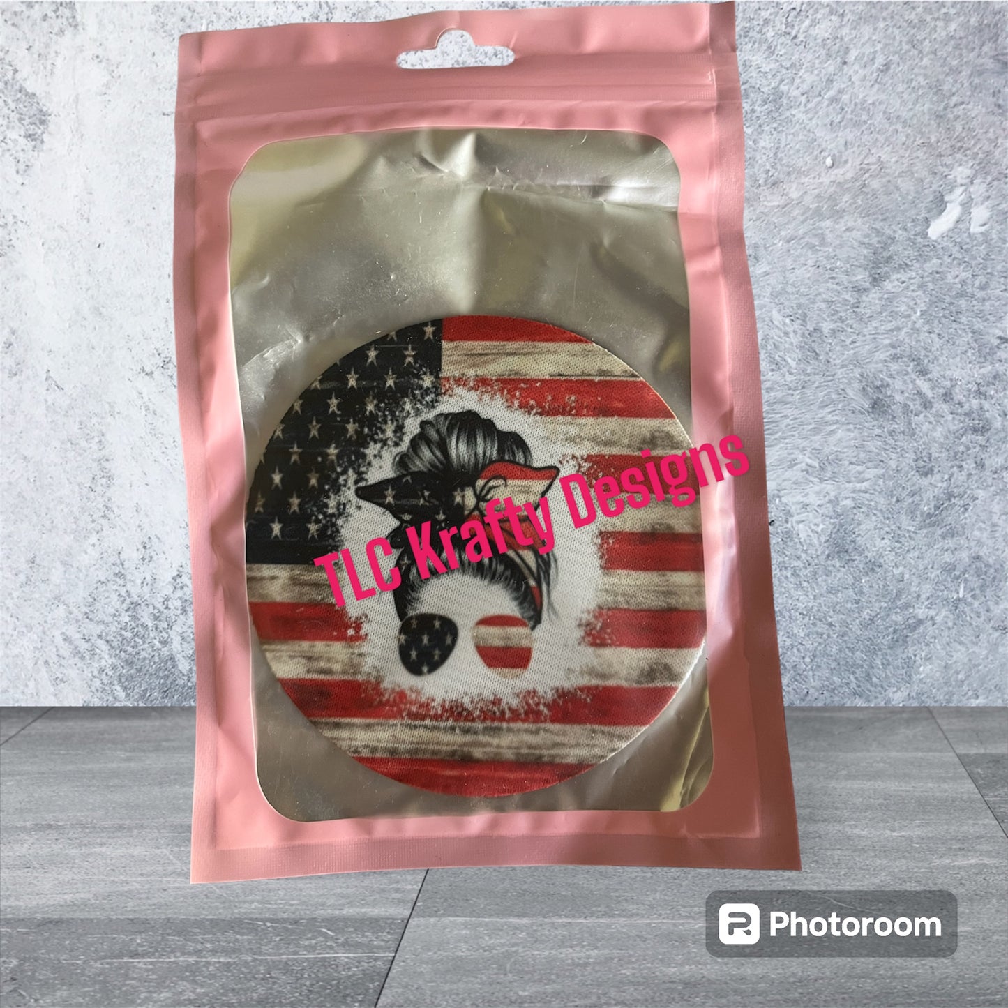 Patriotic American Girl Neoprene Coffee Coaster