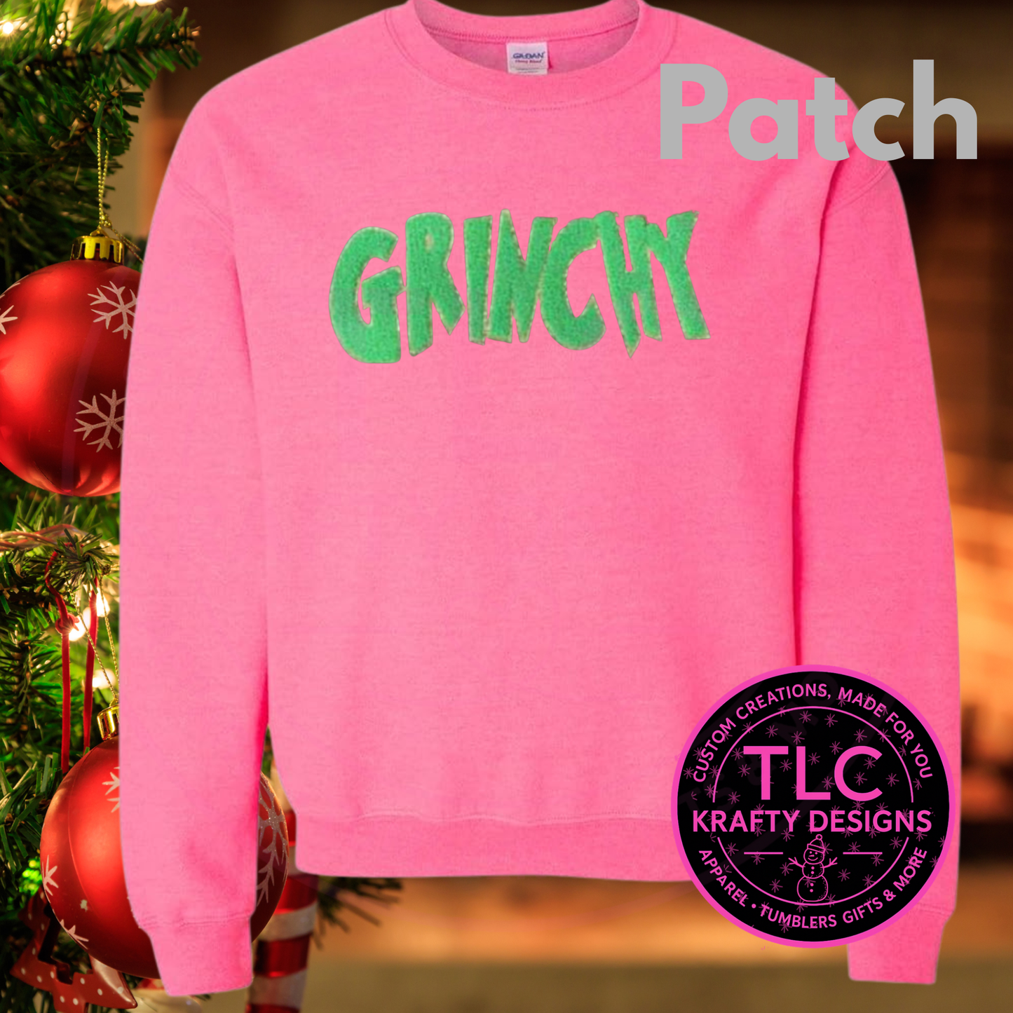 Grinchy Chenille Patch: Iron-On/Sew-On Holiday Applique