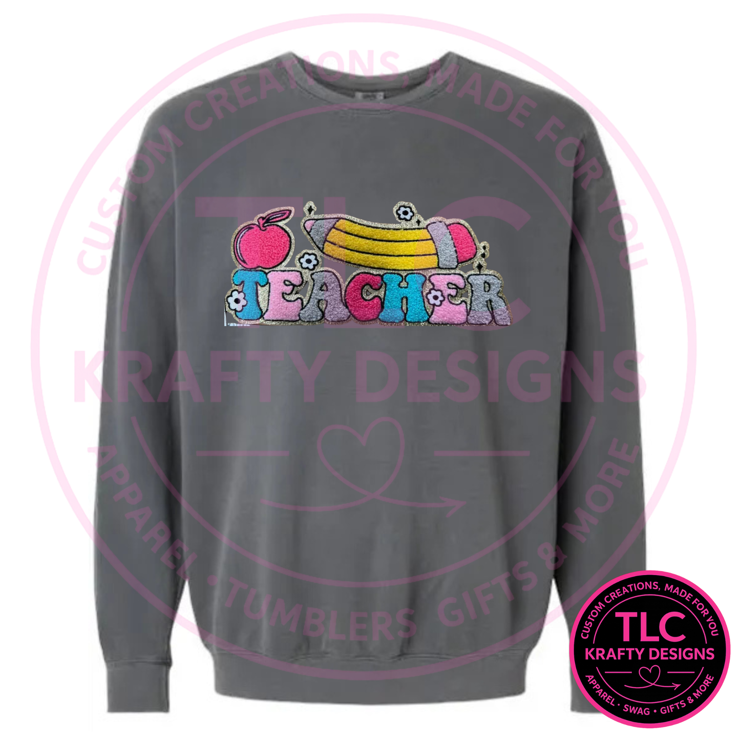 Teacher Chenille Patch Sweatshirt – Back to School Teacher