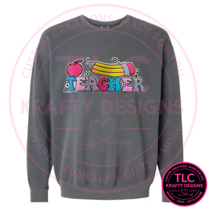Teacher Chenille Patch Sweatshirt – Back to School Teacher