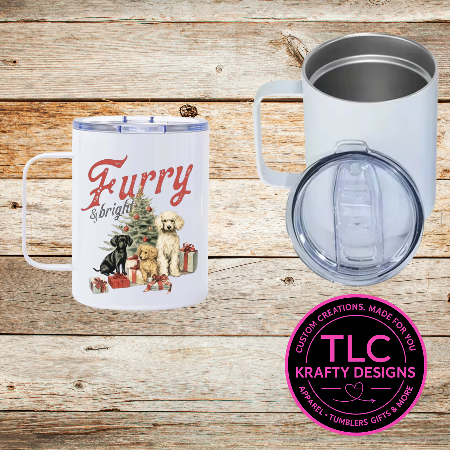 Furry and Bright Christmas Mug - 12oz Travel Mug With Lid CK