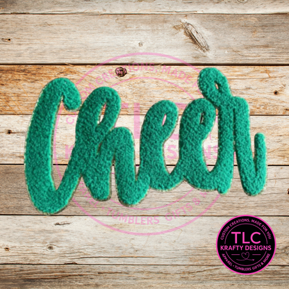 XL Cheer Chenille Patch Teal – Spirit Wear Iron-On / Sew-On Appliqué CK