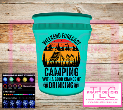 Weekend Forecast: Camping with a Good Chance of Drinking – Retro Sunset Light-Up Bucket (2 or 5 Gallon)