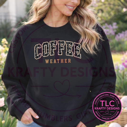 Coffee Weather Shirt or Sweatshirt – Cozy Leopard Print Coffee Lover Top