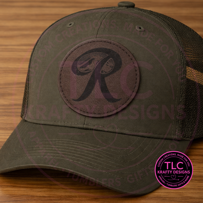 Rainier “R” Faux Leather Patch – Round (Dark Brown)