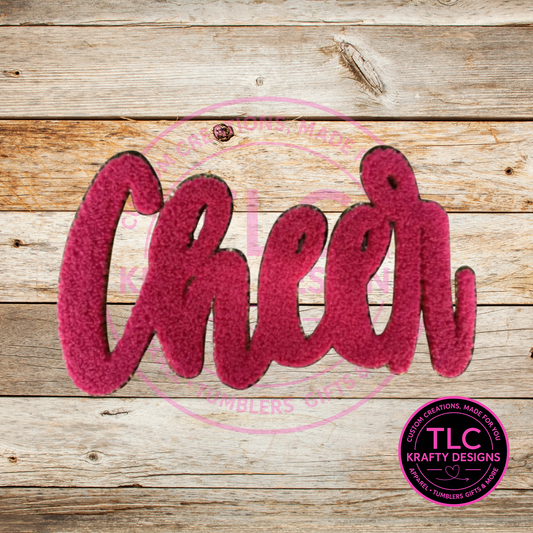 XL Cheer Chenille Patch Hot Pink – Spirit Wear Iron-On / Sew-On Appliqué CK