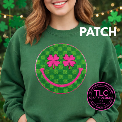 St. Patrick's Day Smiley Face Chenille Patch Shirt or Sweatshirt – St. Patrick’s Day Apparel CK