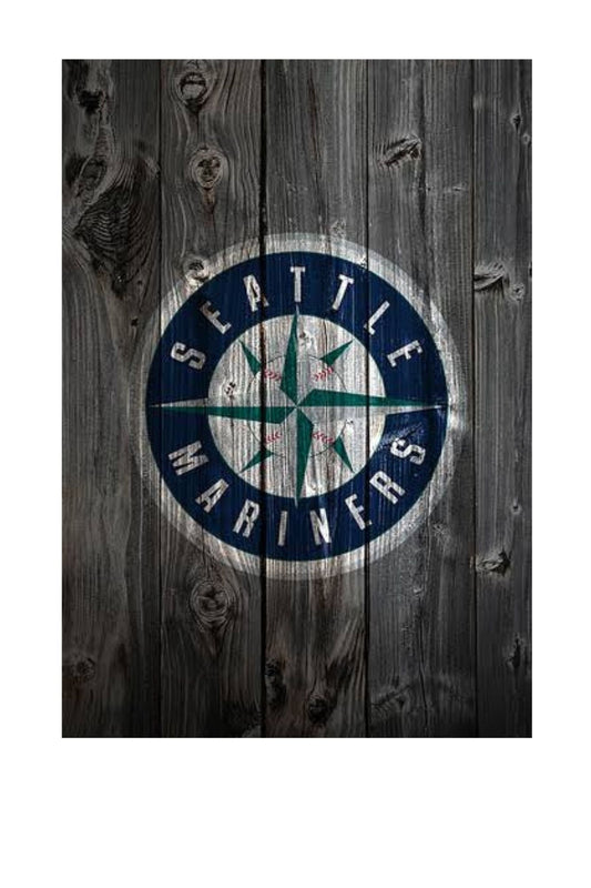 Seattle Baseball Garden Flag - Rustic Wood Design