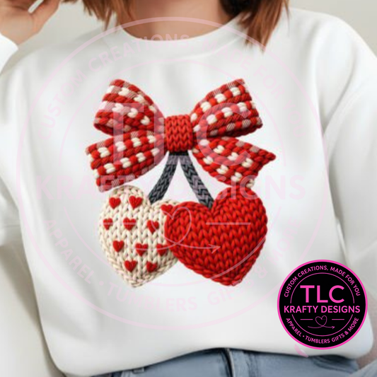 Knit looking Heart Bow Valentine Sweatshirt – Cozy Valentine Apparel