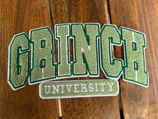 University Chenille Patch – Green Varsity Style Iron-On or Sew-On Applique, Holiday DIY Clothing