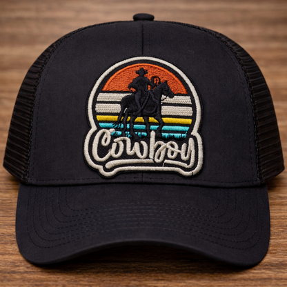 Cowboy Rodeo Trucker Hat with Embroidered Patch