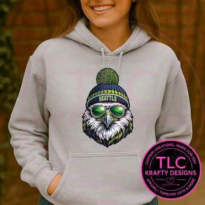 Seattle Football Hawk Beanie Graphic – Seattle Sports T-Shirt or Sweatshirt