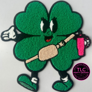 Trendy Clover Chenille Patch | St Patrick’s Day Patch | Green Clover Iron-On Patch | Jacket Hoodie Tote Patch