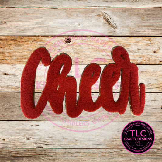 XL Cheer Chenille Patch Red – Spirit Wear Iron-On / Sew-On Appliqué CK