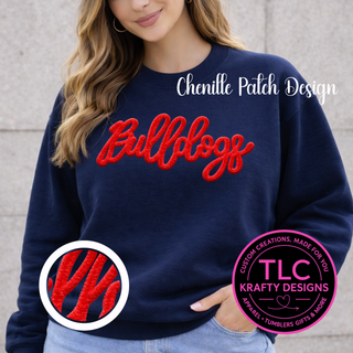 Bulldogs Fuzzy Patch, Chenille Style Patch, Custom Team Patch Fluffy Patch