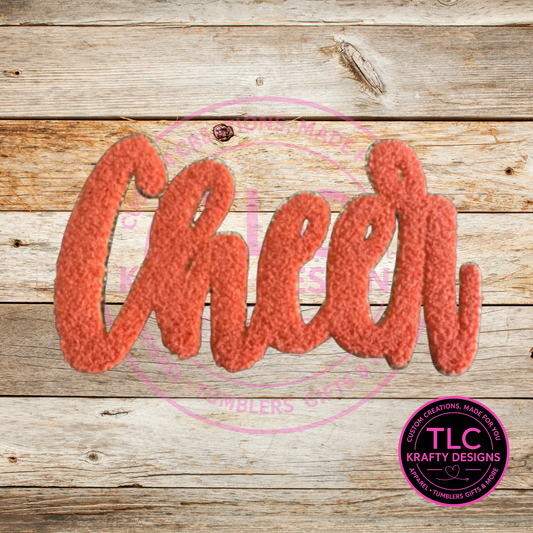 XL Cheer Chenille Patch Orange – Spirit Wear Iron-On / Sew-On Appliqué CK