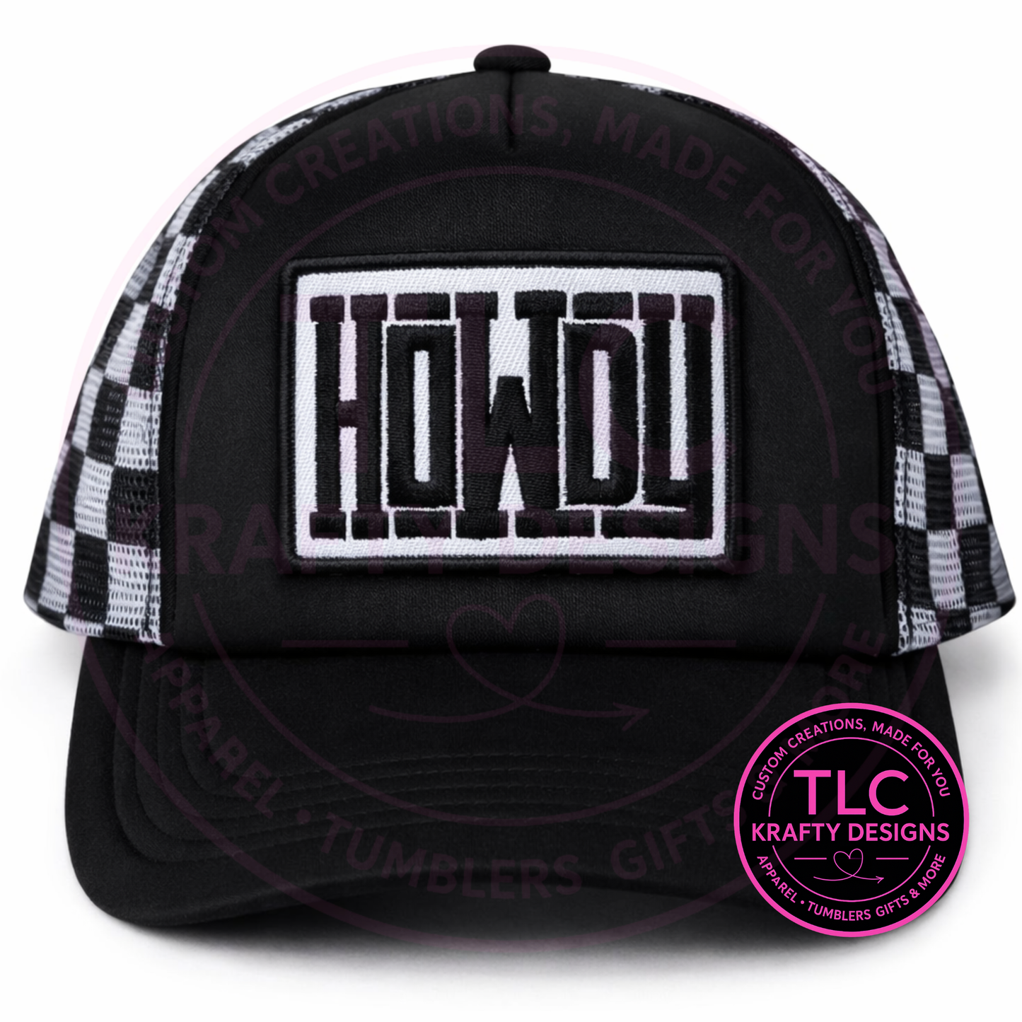 HOWDY Patch – Patch Only or Checkered Mesh Trucker Hat