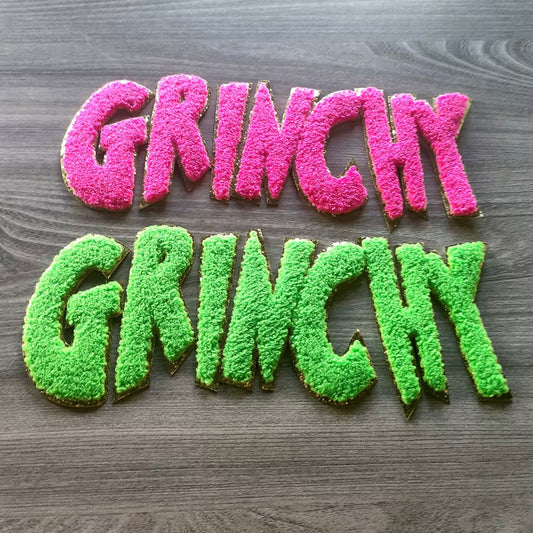 Grinchy Chenille Patch: Iron-On/Sew-On Holiday Applique