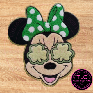 St. Patrick's Day Mouse Chenille Patch | St Patrick’s Day Patch | Mouse Character With Shamrock Details Iron-On Patch | Jacket Hoodie Tote Patch