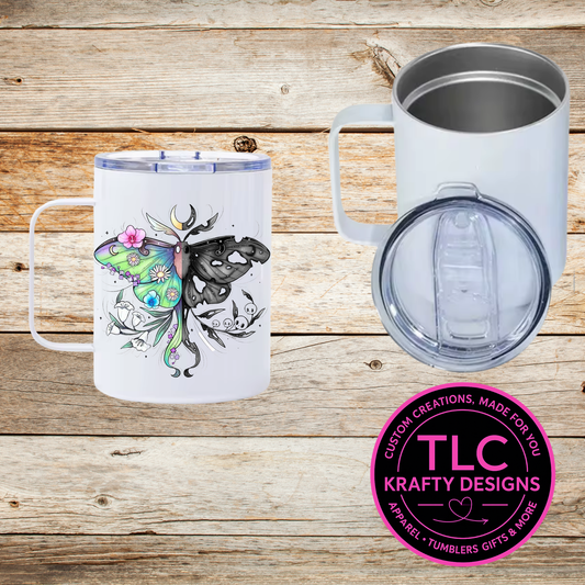 Light and Dark Moth Mug - 12oz Travel Mug With Lid CK