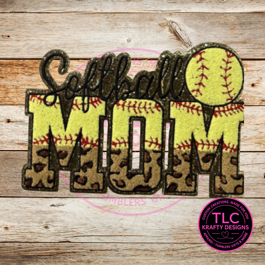 XL Softball Mom Chenille Patch – Spirit Wear Iron-On / Sew-On Appliqué CK