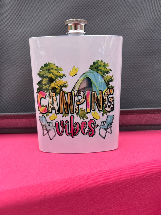 Camping Vibes 8oz stainless steel Flask