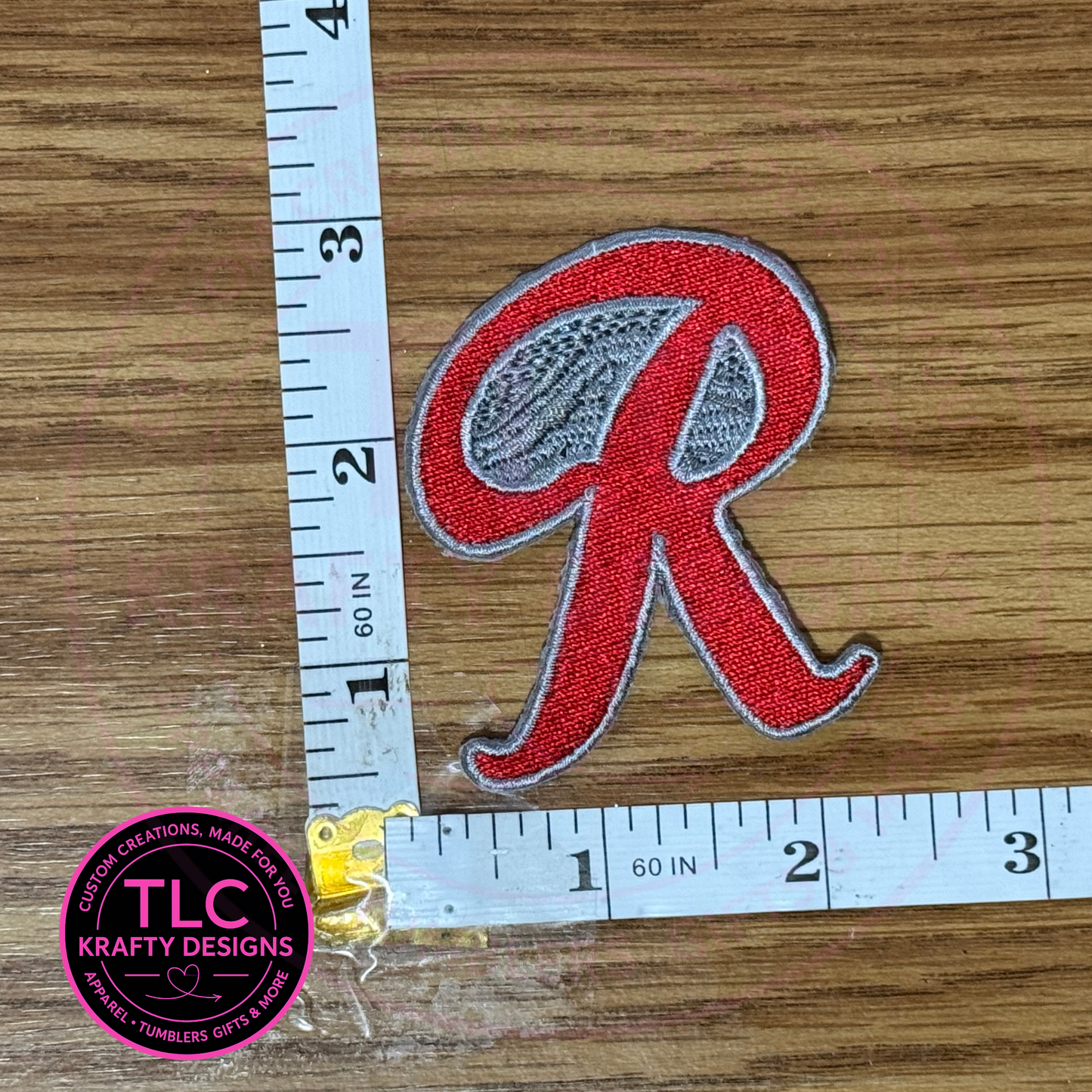 Red & Gray Chenille “R” Rainer Patch – Standard Size