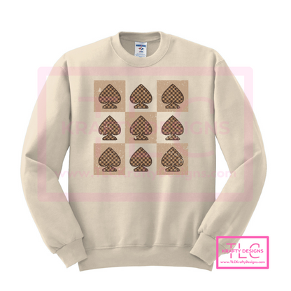 Retro Checkered Spades Sweatshirt – Western-Inspired Grid Design