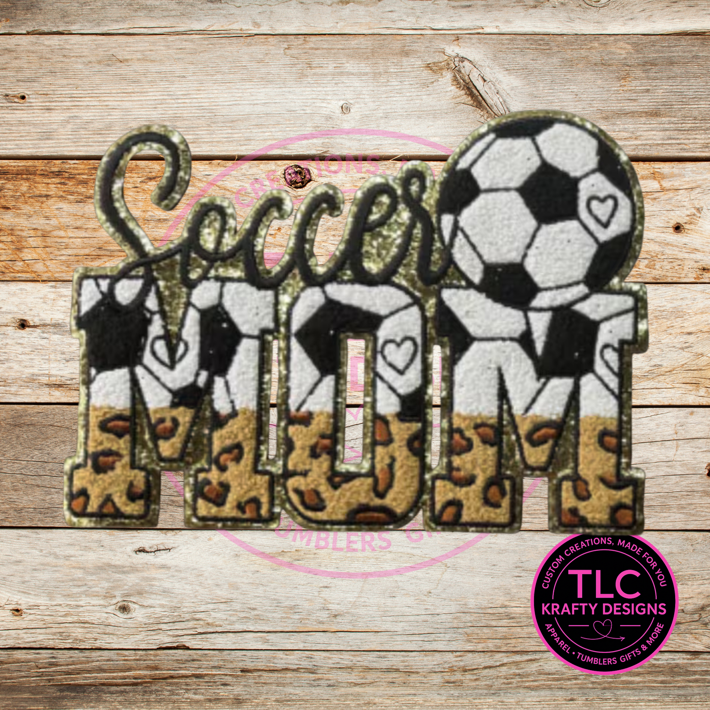 XL Soccer Mom Chenille Patch – Spirit Wear Iron-On / Sew-On Appliqué CK