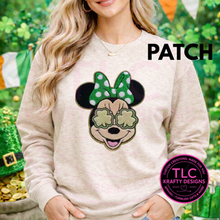 St. Patrick's Day Mouse Chenille Patch | St Patrick’s Day Patch | Mouse Character With Shamrock Details Iron-On Patch | Jacket Hoodie Tote Patch
