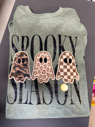 Spooky Season Ghost Trio — Heathered Military Green