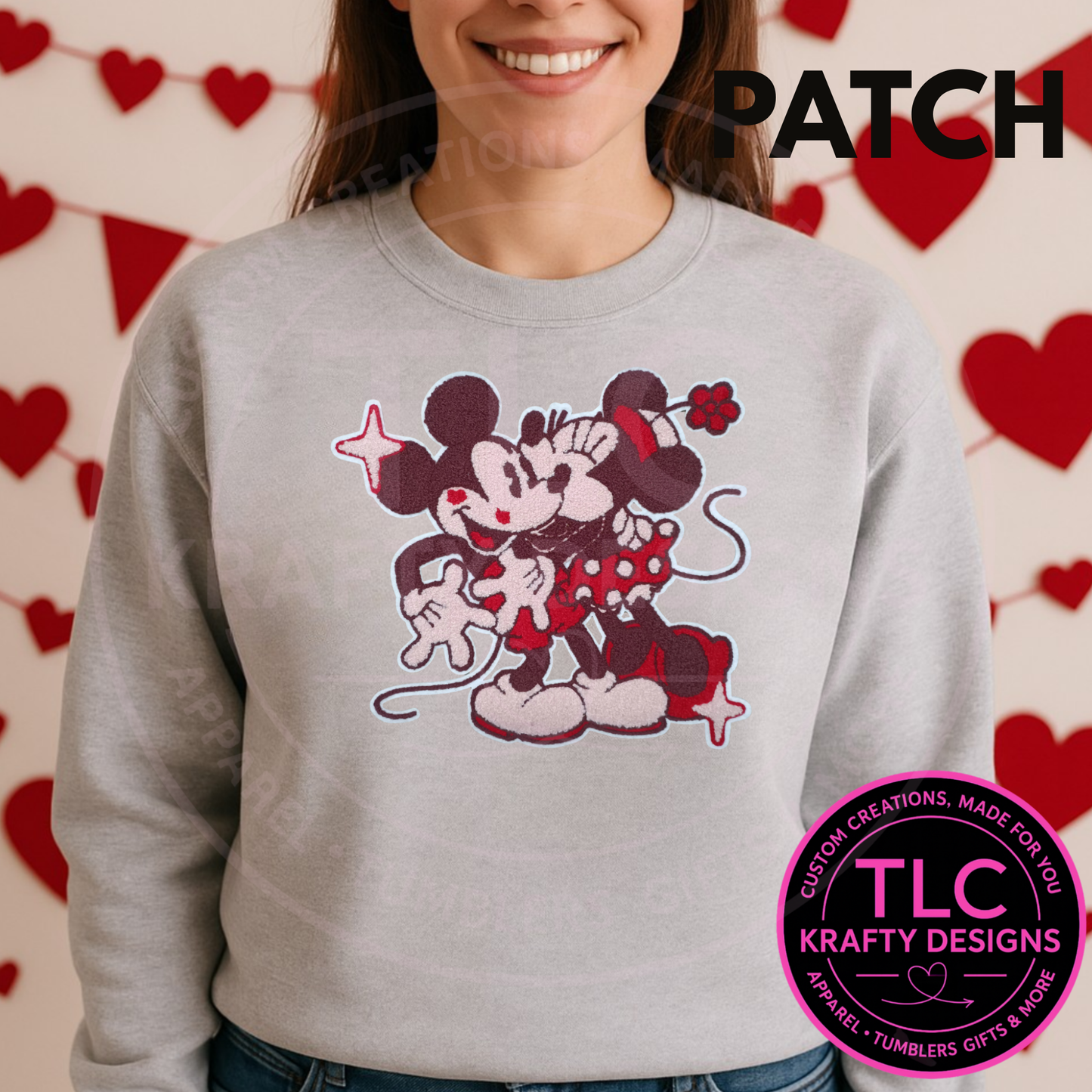 XL Hugging Mouse Couple Patch • Iron-On or Sew-On Chenille Patch CK