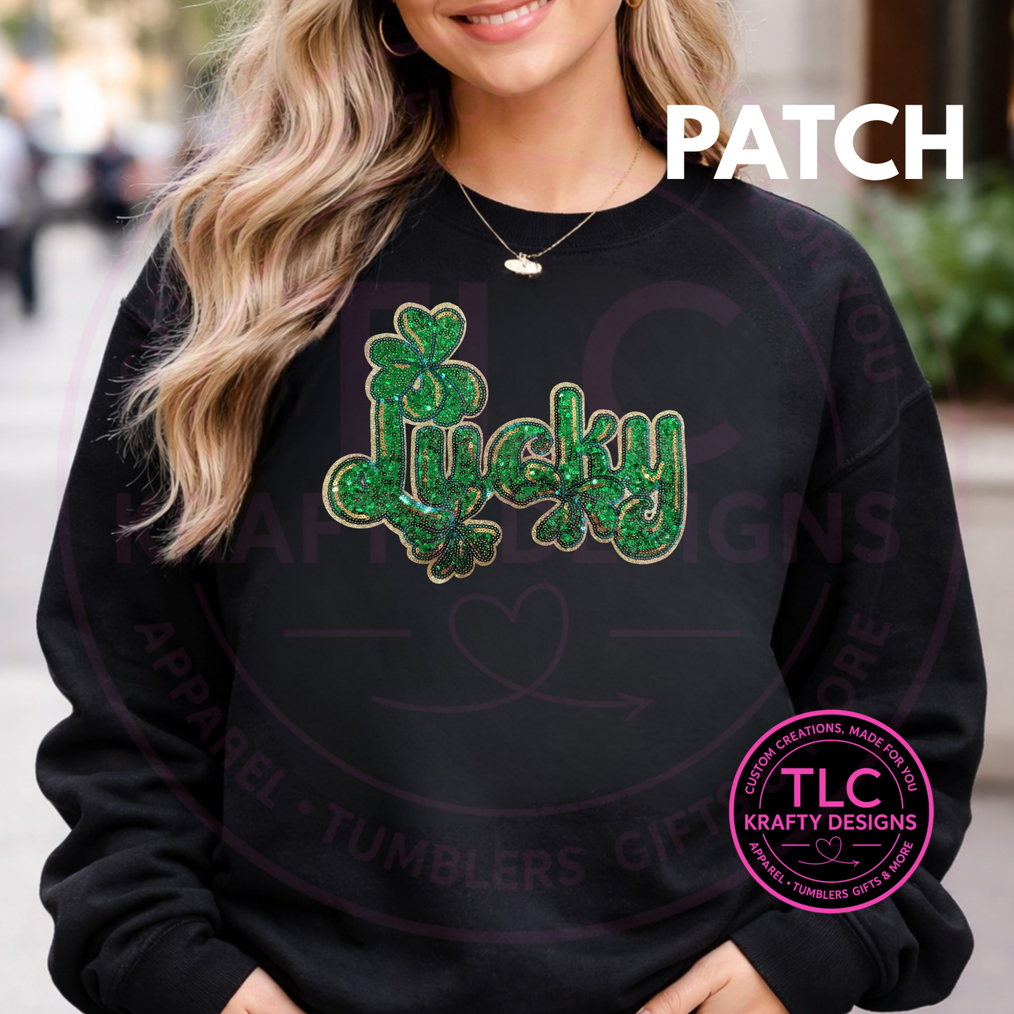 Lucky Sequin Patch | St Patrick’s Day Patch | Green Sparkly Iron-On Patch | Jacket Hoodie Tote Patch