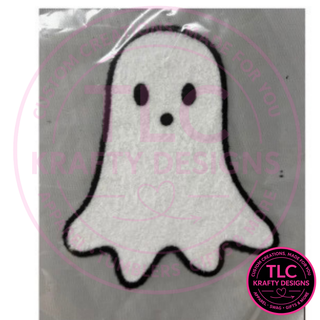 Ghost Fuzzy Iron-On Patch, Large Halloween Ghost Patch, Oversized Fuzzy Patch, Heat Press Patch for Sweatshirts, Jackets & Bags